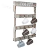 12-Hook Rustic Wooden Shelf Wall Mounted Coffee Mug Holder, Kitchen Storage Rack