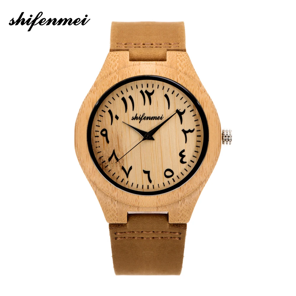 

shifenmei S5537 Wholesale high quality Arabic numerals Japanese movement bamboo watch