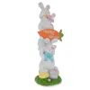 Hand Painted Resin Three Bunnies Holding Happy Easter Carrot Sign Figurine 13 Inches