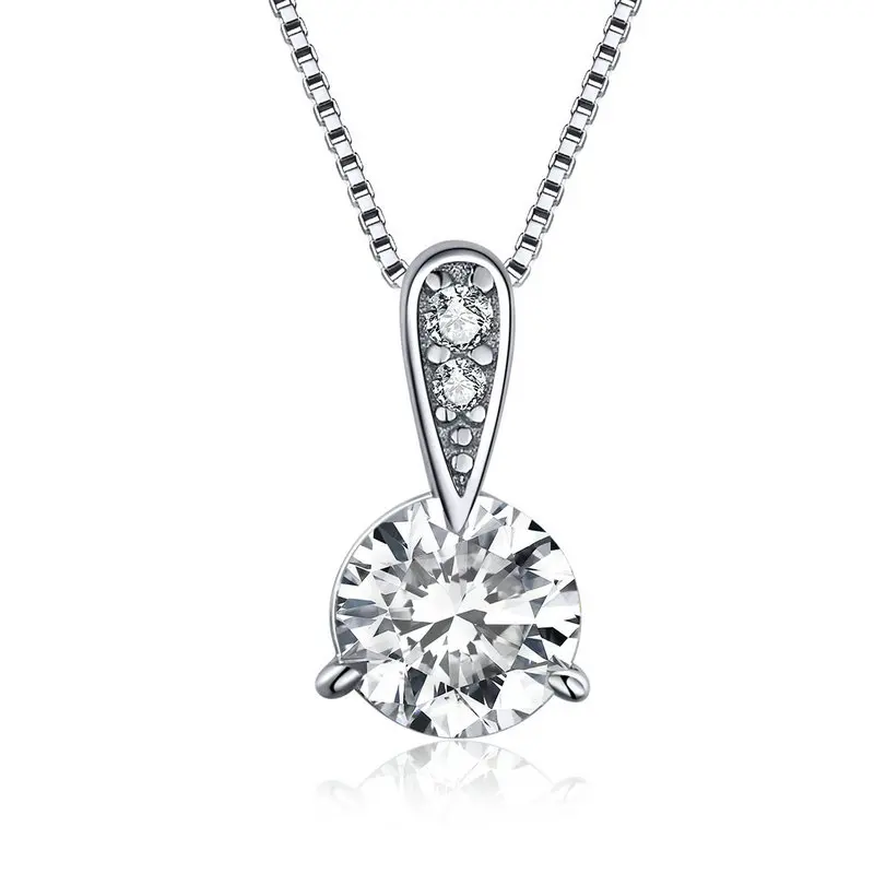 

New Trendy 925 Sterling Silver Clear CZ Radiant Dazzling Minimalist Pendant Necklace