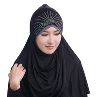 

Women Fashion Muslim Scarf Diamonds Patchwork dubai bead Hijab Caps Turkish Islamic crystal Hijab Foulard Islamique