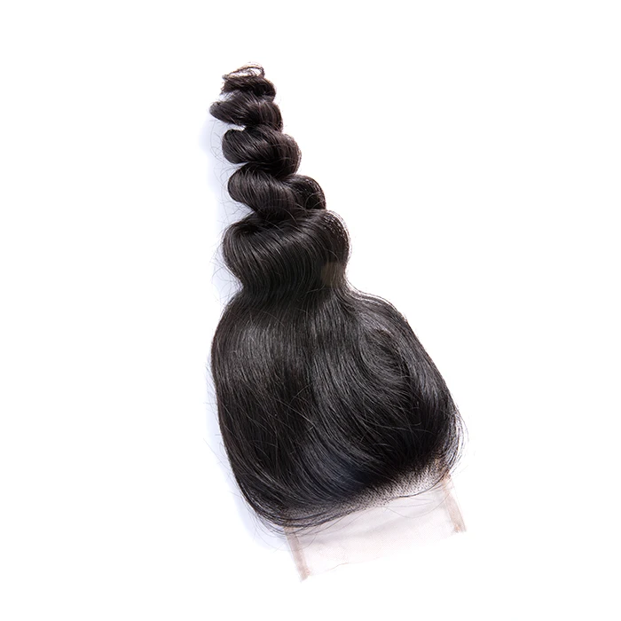 

GS hair 2019 cuticle aligned human brazilian loose deep wave with baby hair closure, Natural color #1b,light brown, dark brown