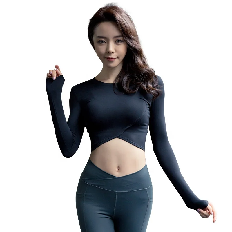 

Wholesale Yoga Clothing Breathable Yoga Long Sleeve Crop Top Fashion Long Sleeve Yoga Tops