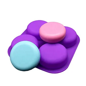 Image of BPA Free 4 cavity round silicone mold circle silicone soap mold no stick Handmade soap