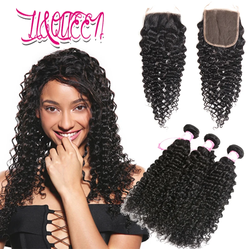 

Indian Virgin Deep Wave With Closure 3 Bundles Human Hair Deep Curly Raw Indian Curly Hair With Closure Middle Three Free Part, Natural color hair bundles