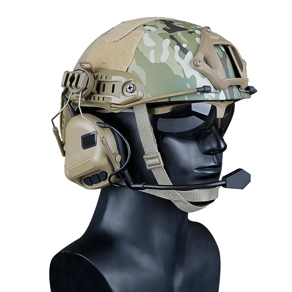 

WoSporT Helmet Wearing Tactical Headphone Sound Pickup Noise Reduction Headset for Walkie Talkie Shooting Hunting Airsoft Game