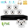 Warm Light POE NVR Kits Indoor Dome IP Cameras 1080P HD PoE 8CH CCTV Kits Home Security System