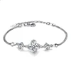 women's silver Four-leaf clover flower charm bracelet & bangles