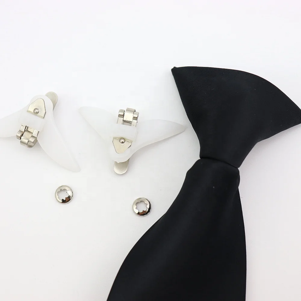 

Wholesale Plastic & Metal White Or Black Color Necktie Clip On Tie Clip Hardware
