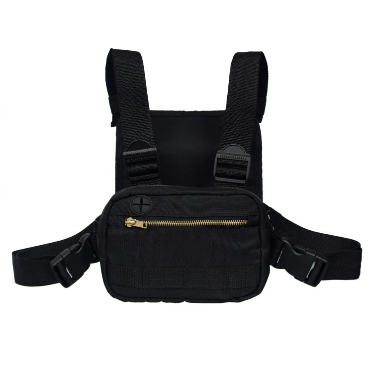 

Heavy Duty Chest Front Pack Pouch Bag for Traveling Running Hiking Cycling Gym, Black