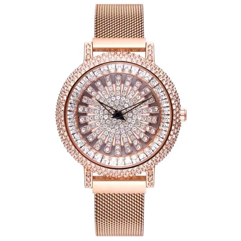 

Starry Sky Star Lady Magnetic Rhinestone Watches for women With Irun Magnet Mesh Strap Watch relojes de mujer, Rose gold/gold/silver
