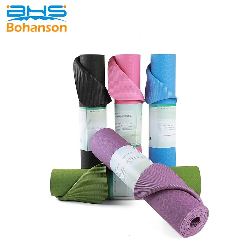 

Eco friendly anti slip fitness 8mm double sided tpe yoga mat printed custom