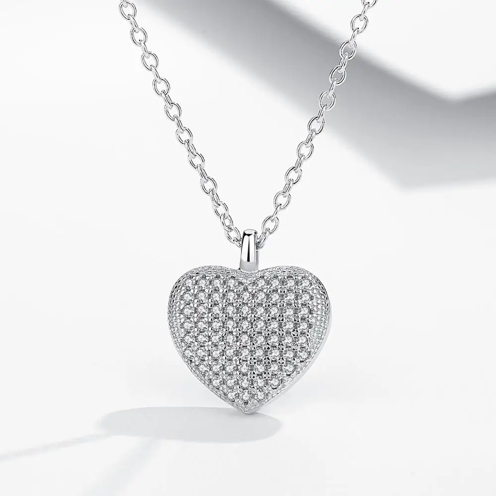

Original Design 925 Sterling Silver Necklace CZ Heart Shape Pendant Necklace Fit Fashion Women Wearing