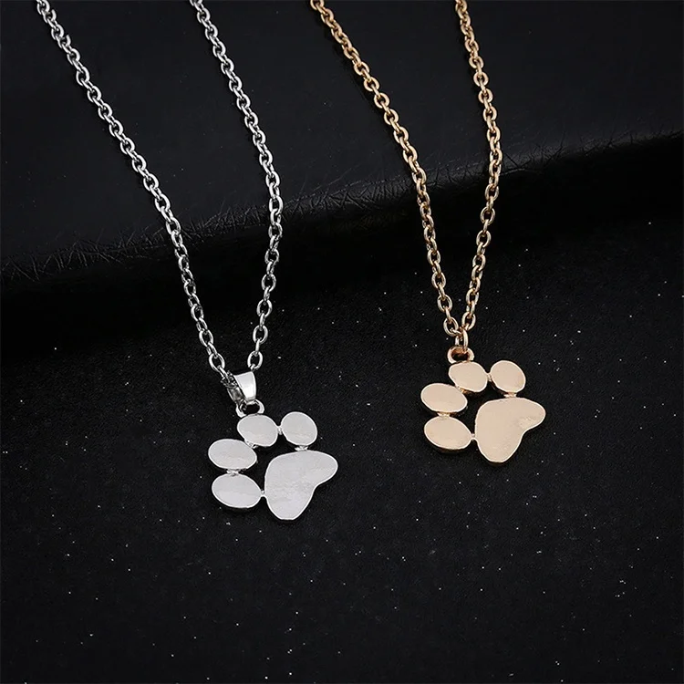 

Fashion Personalized Dog necklaces Lovers Gifts Gold Plated Pendant Necklace Cat Dog pets Paw Charm dog paw necklace