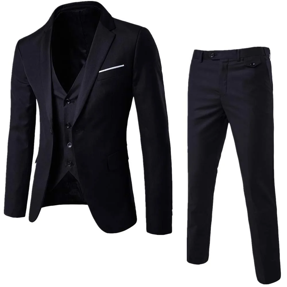 

2019 Pant Coat Design Men Wedding Suits Slim Fit Business Three Piece Sets Men Suit