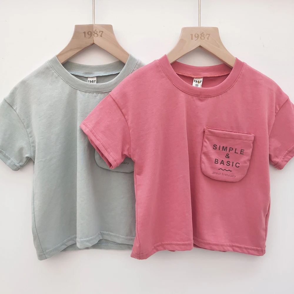 

2021 Hot sale blank boy's t-shirts summer causal baby boy t shirt with pocket kids clothing, Customized color
