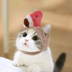 Image of 2019 new funny design flamingo shape cute cosplay pet cap creative Halloween Christmas puppy wig cat hat