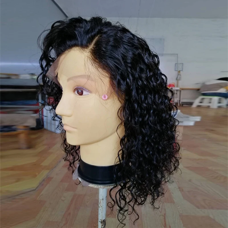 
Short 13x6 Lace Front Human Hair Wigs Pre Plucked With Baby Hair Curly Brazilian Remy Hair Lace Front Bob Wigs 150% Density 