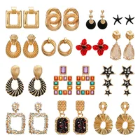 

free shipping Vintage earrings large for women statement earrings geometric golden color metal earrings fashion Gifts jewelry