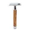 Premium quality Olive wood handle Shaving safety razor double edge private label safety razors with blades for men
