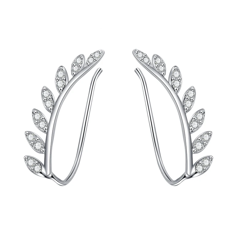 

925 Sterling Silver Ear Cuff Leaf Crawler Climber and Threader Earrings for Women Teens Girls