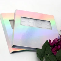 

Private Label Luxury Holographic Paper Lash Book Custom Eyelash Hologram Packaging Box 16 Pairs Real Mink Fur Eyelashes Set