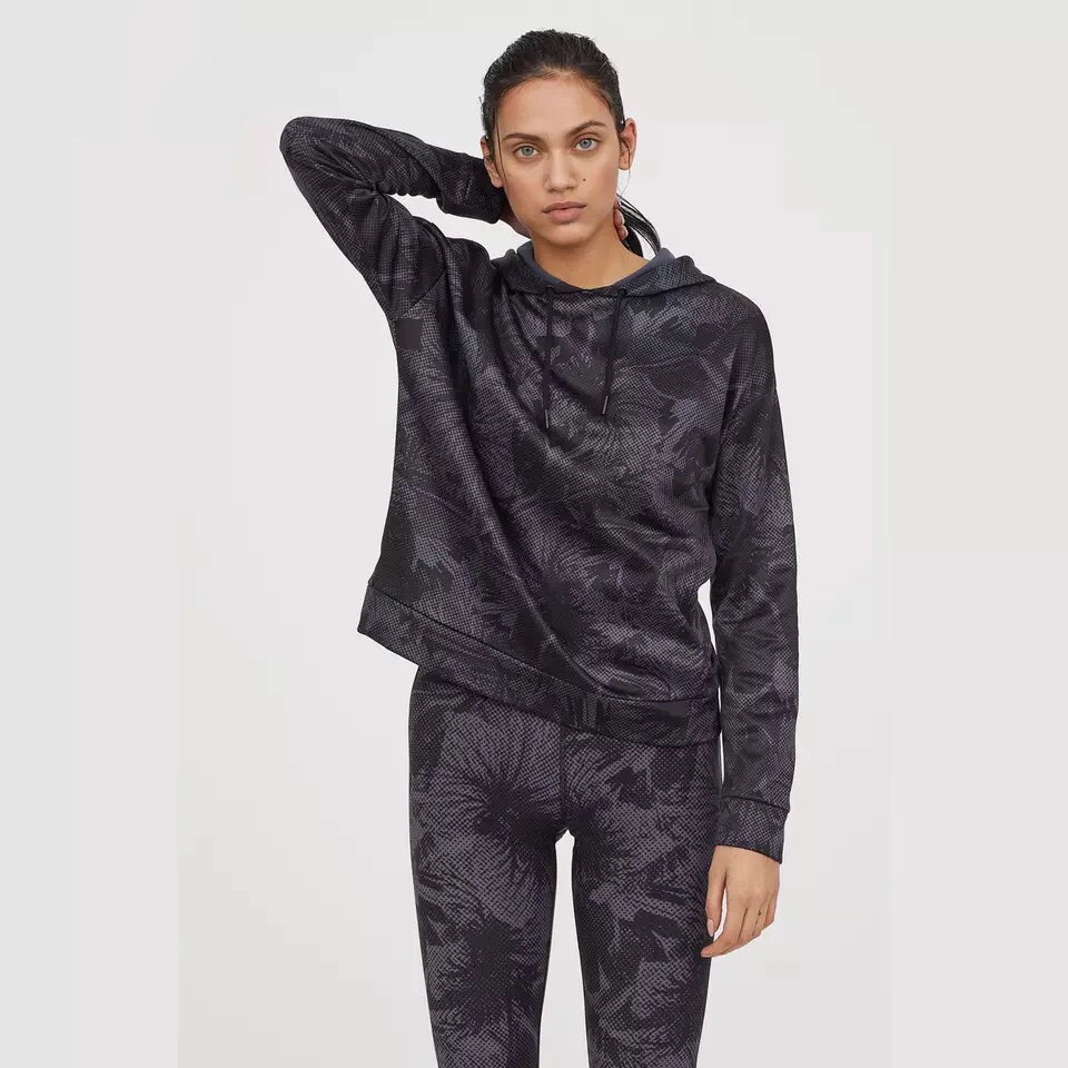 

women full print yoga hoodie comfort jogging suits