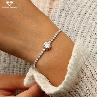 

New Round Tennis Bracelet For Women Rose Gold Silver Color Cubic Zirconia Charm Bracelets & Bangles Femme Wedding Jewelry