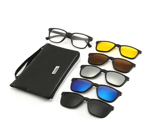 2019 2018 5 in 1 plastic sport interchangeable changeable lens clip on sunglasses magnetic polarized