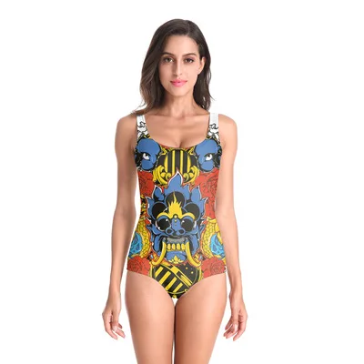 

MOQ 1 Dropshipping print on demand wholesale womens summer one piece african swimsuit, All over printing