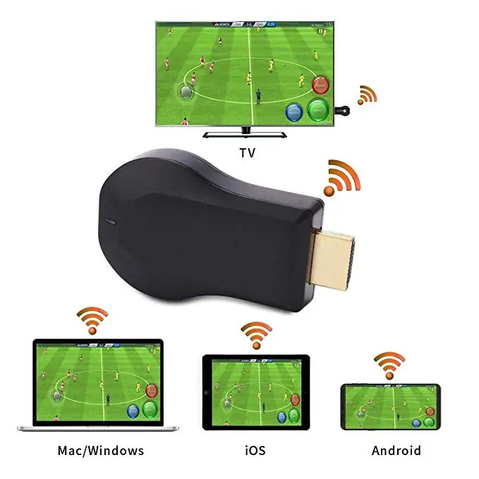 

Anycast M4 plus Mini PC Android Cast WiFi display Dongle mirroring multiple TV stick Adapter Nickel plating vs youtube dvb, Black