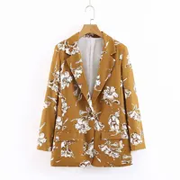 

Floral printed long sleeve fashion blazer for women spring workwear