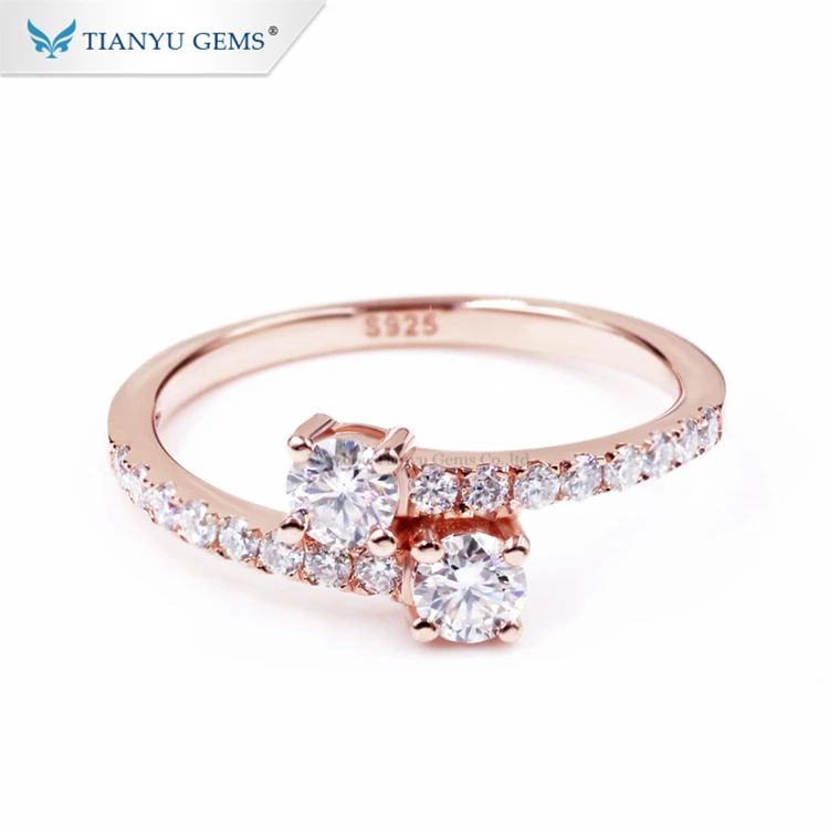 

Tianyu gems new product irregular 925 silver white gold plated moissanite diamond ring for women