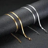 

Wholesale Bulk Flat Snake Herringbone Chain 4mm Stainless Steel Silver Gold Plating Women Chain Necklace