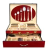 Inox italian flatware 24k gold plated stainless steel silverware, 72pcs cutlery set service for 12, Vintage Gold Flatware
