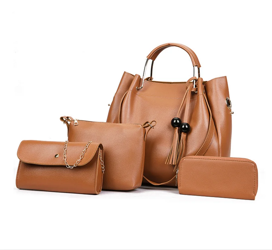 

Spring new design 4pcs handbag set fashion women handbag set pu leather ladies bags, White / red / black / grey / brown / pink