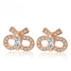 EW43 Bow knot shape silver 925 stud earrings lead and nickel free jewelry with 18k rose gold plated