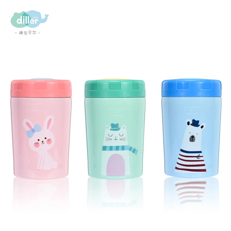 

Stainless steel insulated thermos thermal school children baby hot food warmer vacuum flask, Cyan;blue;pink;customizable