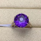 高品質ブラジル輸入紫色の宝石宝飾品 18 18k ゴールド南アフリカリアルダイヤモンド 7.2ct 天然アメジストリング女性のための
