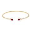 LOZRUNVE Factory Custom Sterling Silver Adjustable Baguette Stone Bangle 925