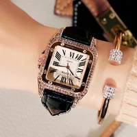 

2019 New Retro Rhinestone Diamond Women Watch Korean Fashion Student Quartz Movement Leather Belt