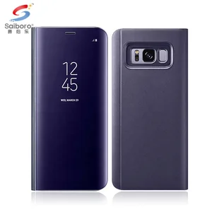 Mirror Flip Leather Phone Case Samsung Galaxy S8 S9