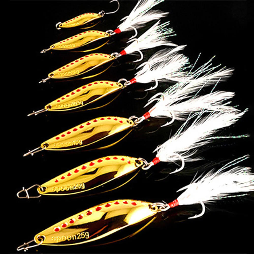 

5g 7.5g 10g 15g 20g 25g 30g long casting leech spinner bait hard bass metal spoon fishing lure, Golden/silver