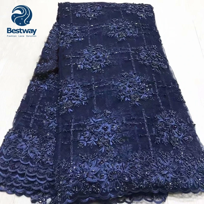 

Luxury Embroidery Nigerian Bridal Fabrics Heavy Big Beaded Lace
