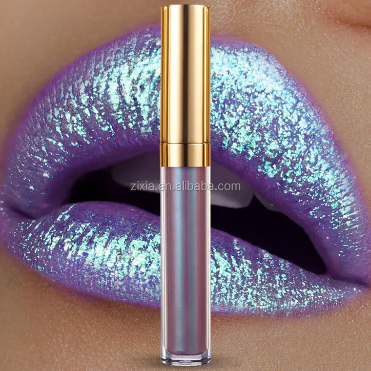 

New OEM 6 colors Long lasting Waterproof mermaid lip gloss private label Holographic Polarized lipstick lip luminizers