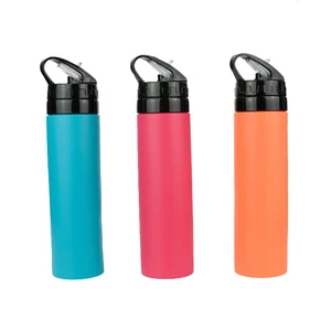 Image of bpa free collapsible water bottle 650ML flip top squeeze sports bottle 100% BPA free with easy carry handle