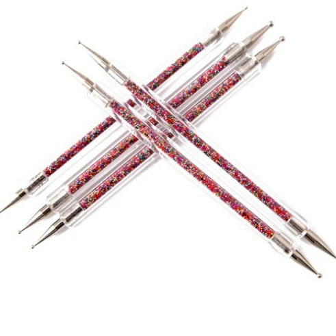 

Fangxia 5pcs Extremely Thin Acryle Handle Steel Head Double Head Private Label Dotting Colorful nail Pen set dots Pen, Red