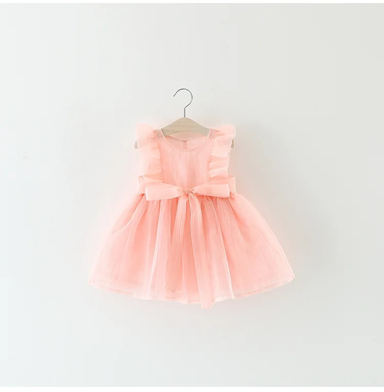 

Baby Girl Summer Dress Pink Ruffle Dress with Bow Toddler Girl Princess Tank Dress Outfit for 6-36 Months 2 Colors Available, As pictures