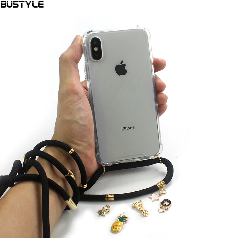 

Custom TPU silicone phone case with metal clamp lanyard for iphone x mobile phone accessories for iphone 8 case phone cover S9