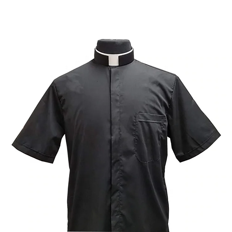 

Promotion Tab-Collar Short Sleeves Clergy Shirts Men, Black &custom